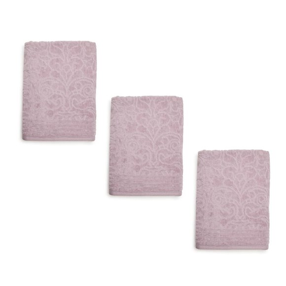 3 new LAVENDER Broyhill Jacquard Textured Velour 100% Cotton Bath Towels THICK - Picture 1 of 5